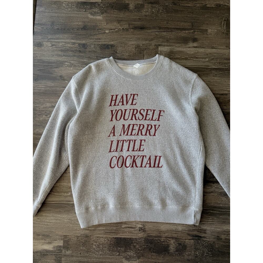 Have Yourself A Merry Little Cocktail Christmas Nantucket Ash Grey Sweater (XL)